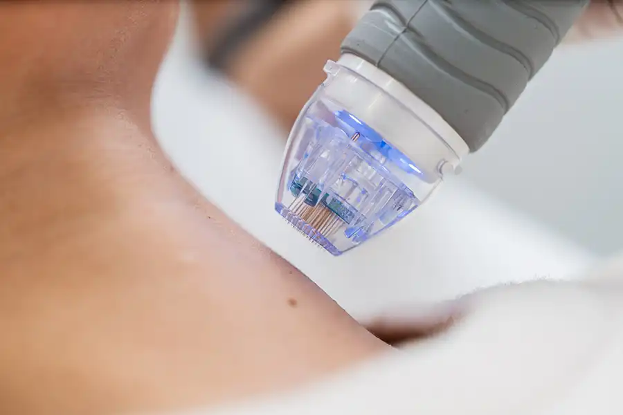 Microneedling for acne scars procedure performed at Dermapen clinic in Jumeirah