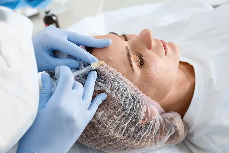 Precision administration of PRP skin treatment by Dr. Mehri in Jumeirah, Dubai.